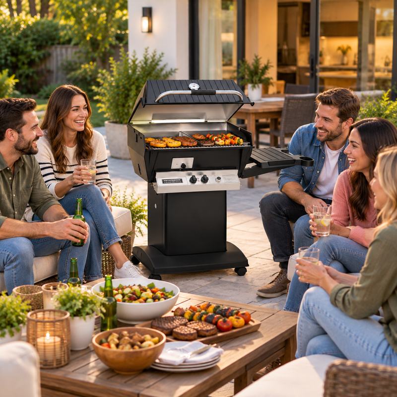 Broilmaster Q3X Premium Slow Cooker Gas Grill Cart Package