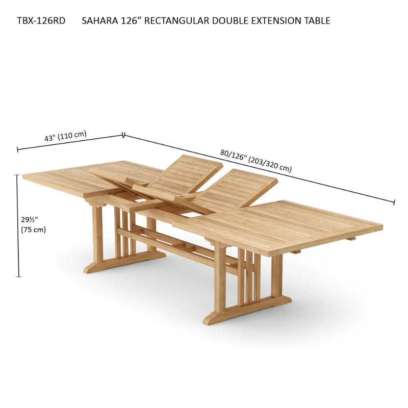 Anderson Teak Sahara 106" Rectangular Double Extension Dining Table