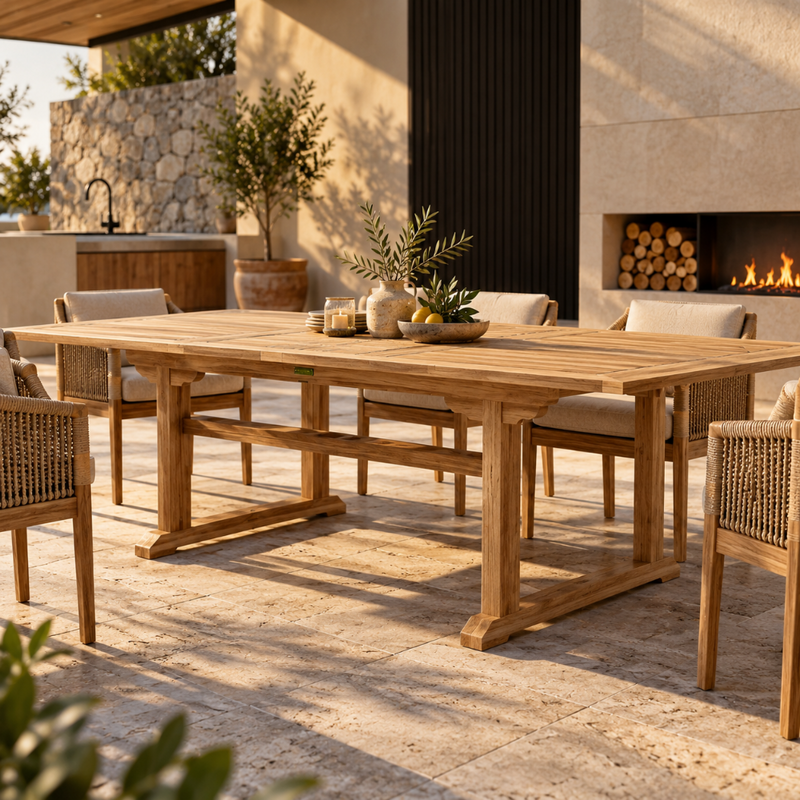 Anderson Teak Sahara 106" Rectangular Double Extension Dining Table