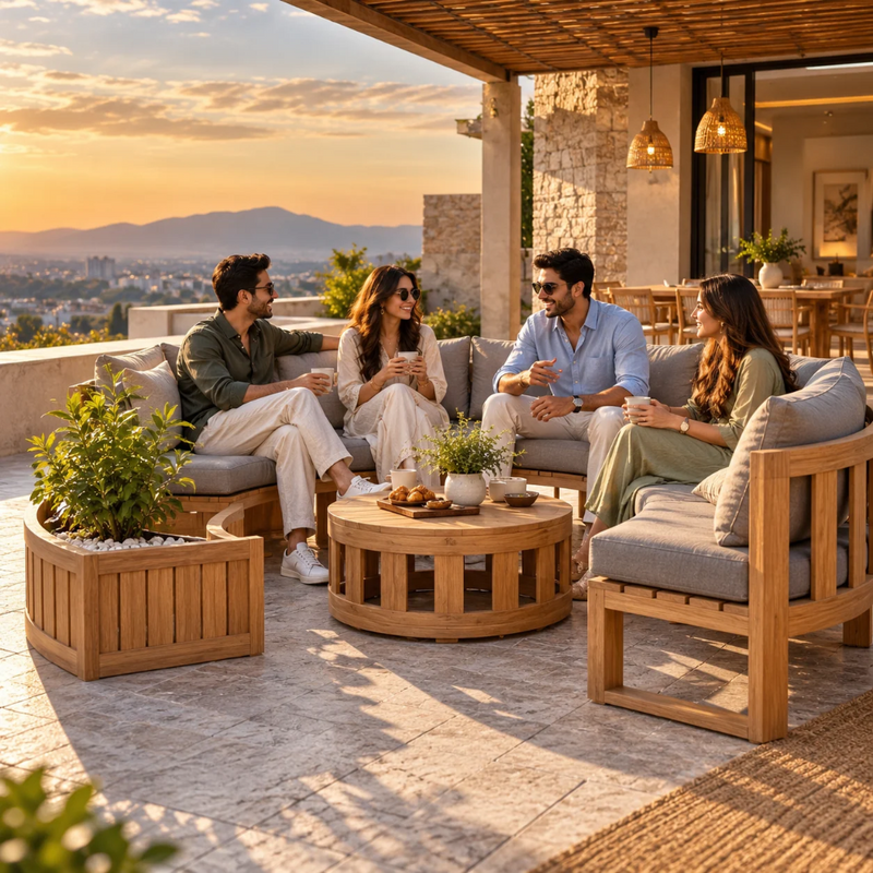 Anderson Teak Circular Modular 5-Piece Outdoor Sectional Sofa Set