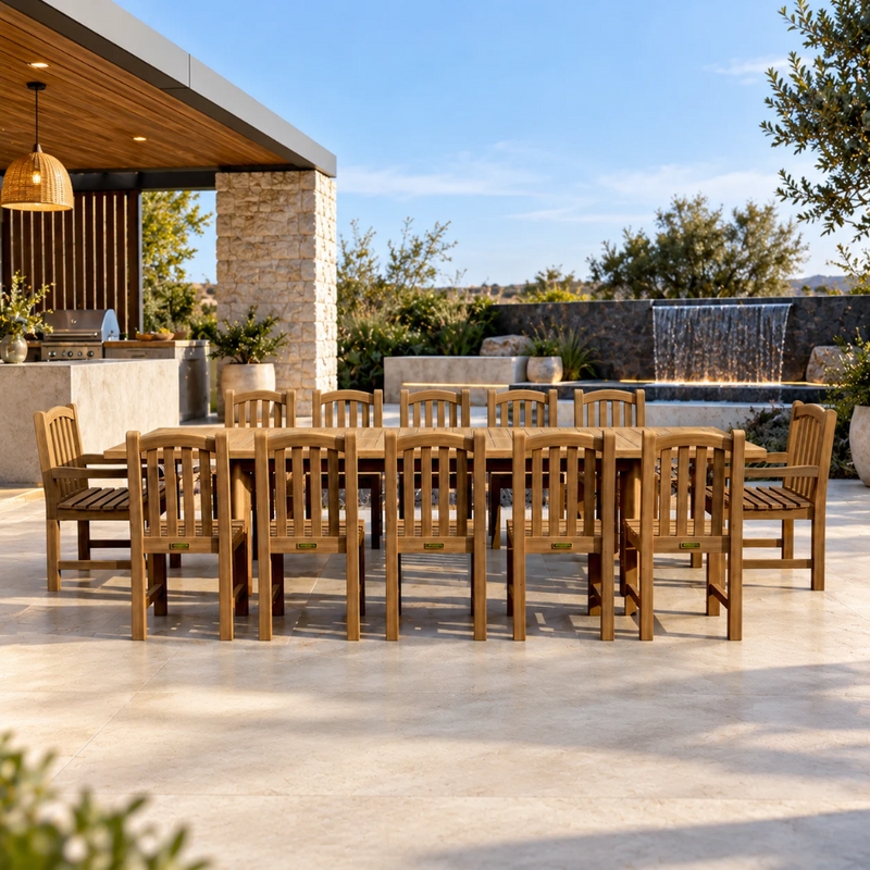 Anderson Teak Chelsea 13-Piece Double Extension Outdoor Dining Set
