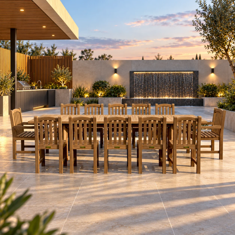 Anderson Teak Chelsea 13-Piece Double Extension Outdoor Dining Set