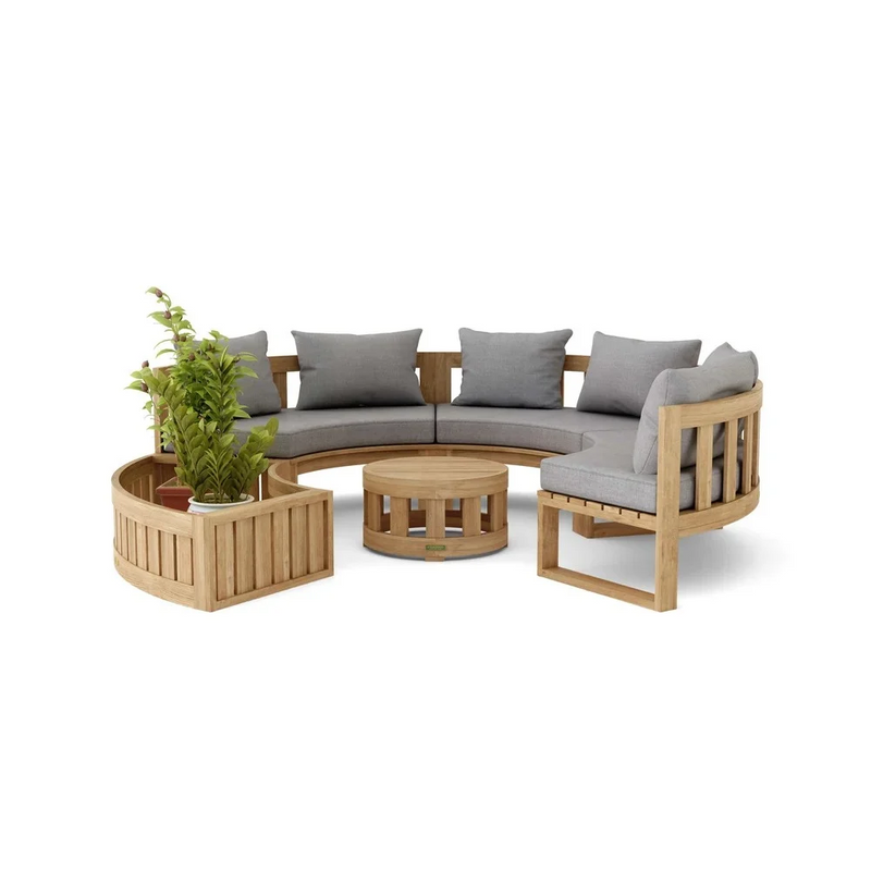 Anderson Teak Circular Modular 5-Piece Outdoor Sectional Sofa Set