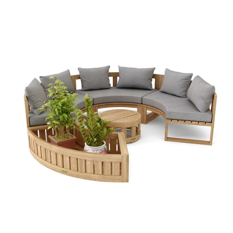 Anderson Teak Circular Modular 5-Piece Outdoor Sectional Sofa Set