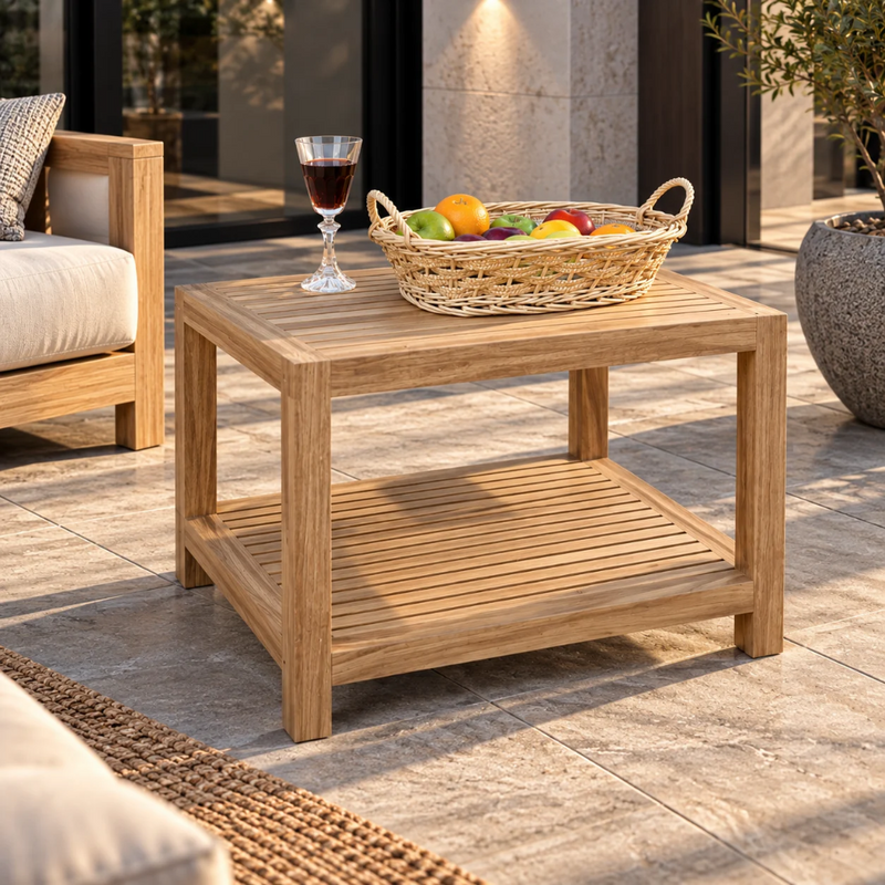 Anderson Teak Windsor Outdoor Teak 2-Tier Side Table
