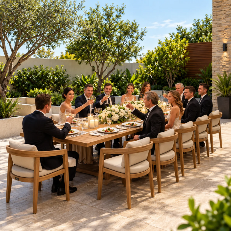Anderson Teak SET-367 Toscana 13-Piece Extension Dining Table Set