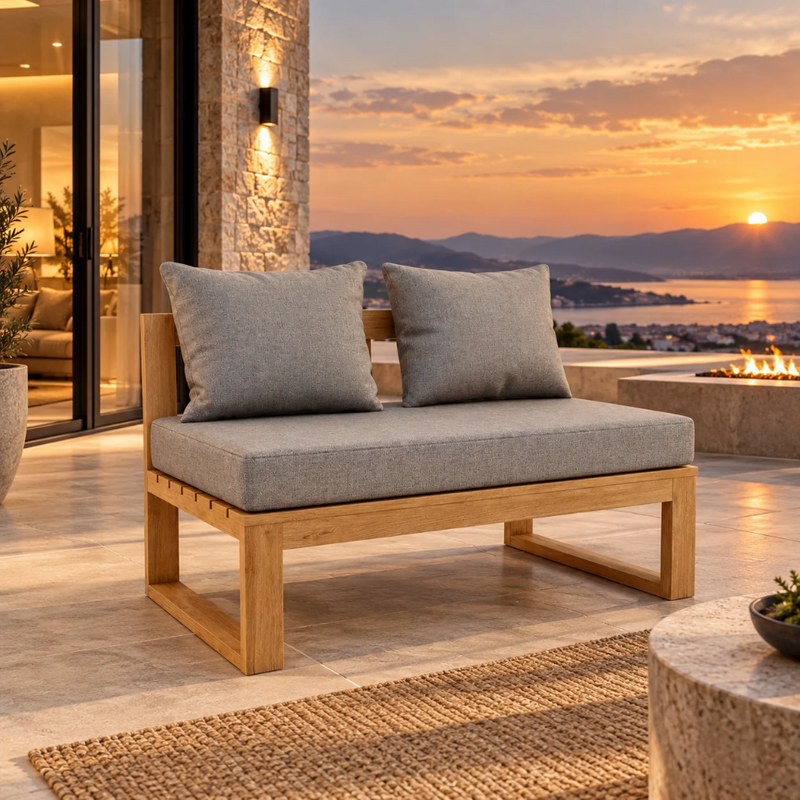 Anderson Teak Straight Modular Deep Seating Bench with Sunbrella Cushions
