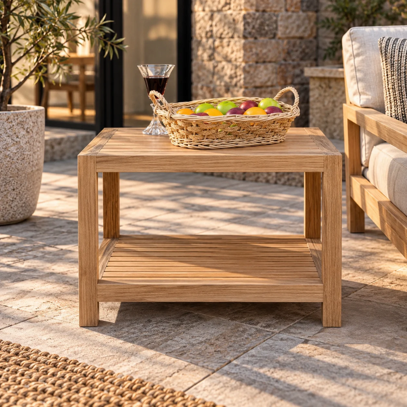 Anderson Teak Windsor Outdoor Teak 2-Tier Side Table