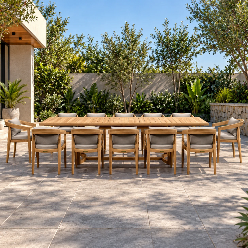 Anderson Teak SET-367 Toscana 13-Piece Extension Dining Table Set