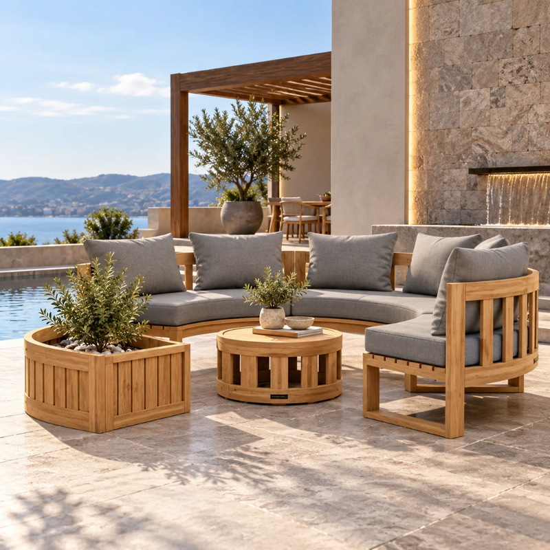 Anderson Teak Circular Modular 5-Piece Outdoor Sectional Sofa Set