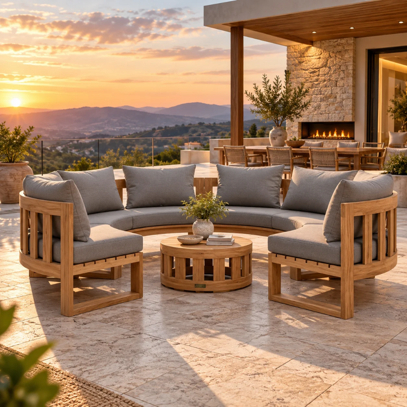 Anderson Teak Natsepa 8-Piece Modular Outdoor Sectional Sofa Set