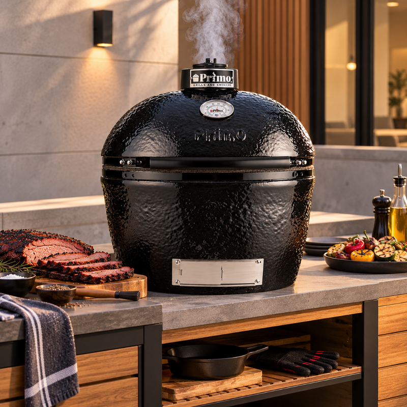 Primo Oval Large 300 Ceramic Kamado Grill with Stainless Steel Grates