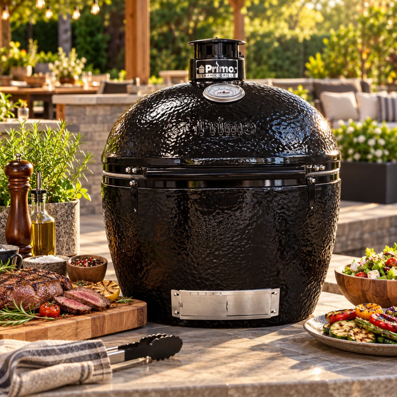 Primo Oval XXL Ceramic Kamado Grill With Stainless Steel Grates