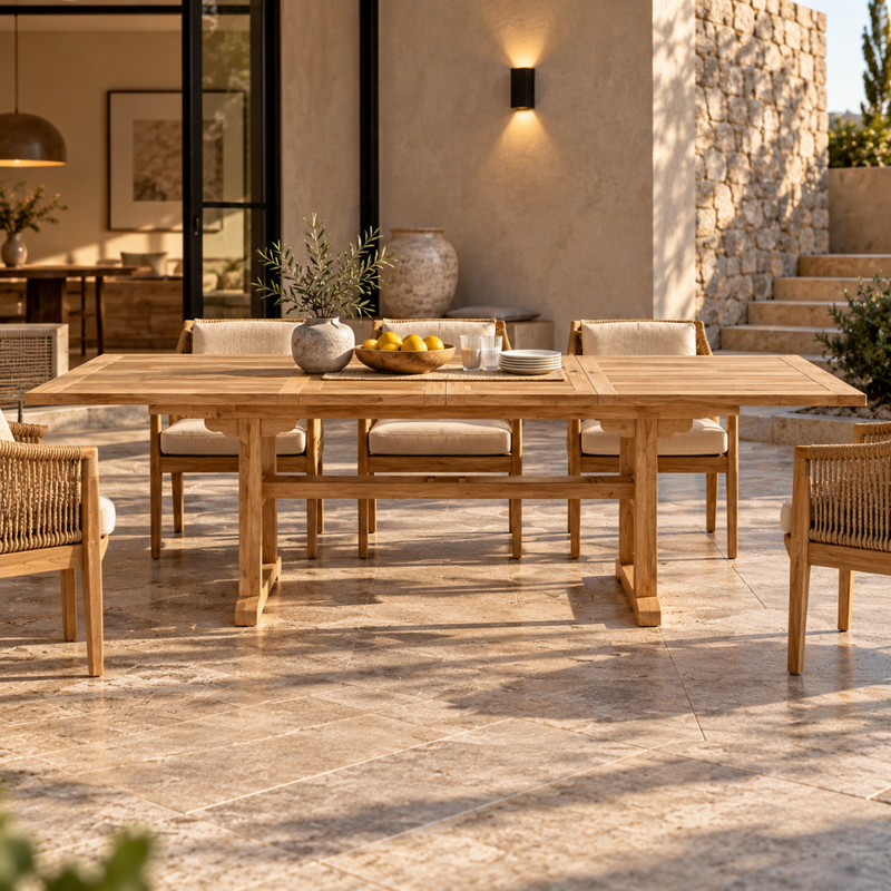Anderson Teak Sahara 106" Rectangular Double Extension Dining Table